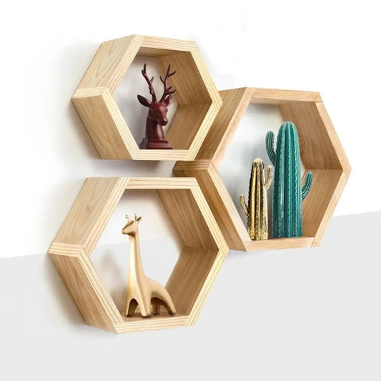 Étagère Murale - HexagonWallDecorative™ - Jaune Clair - Rangementunique